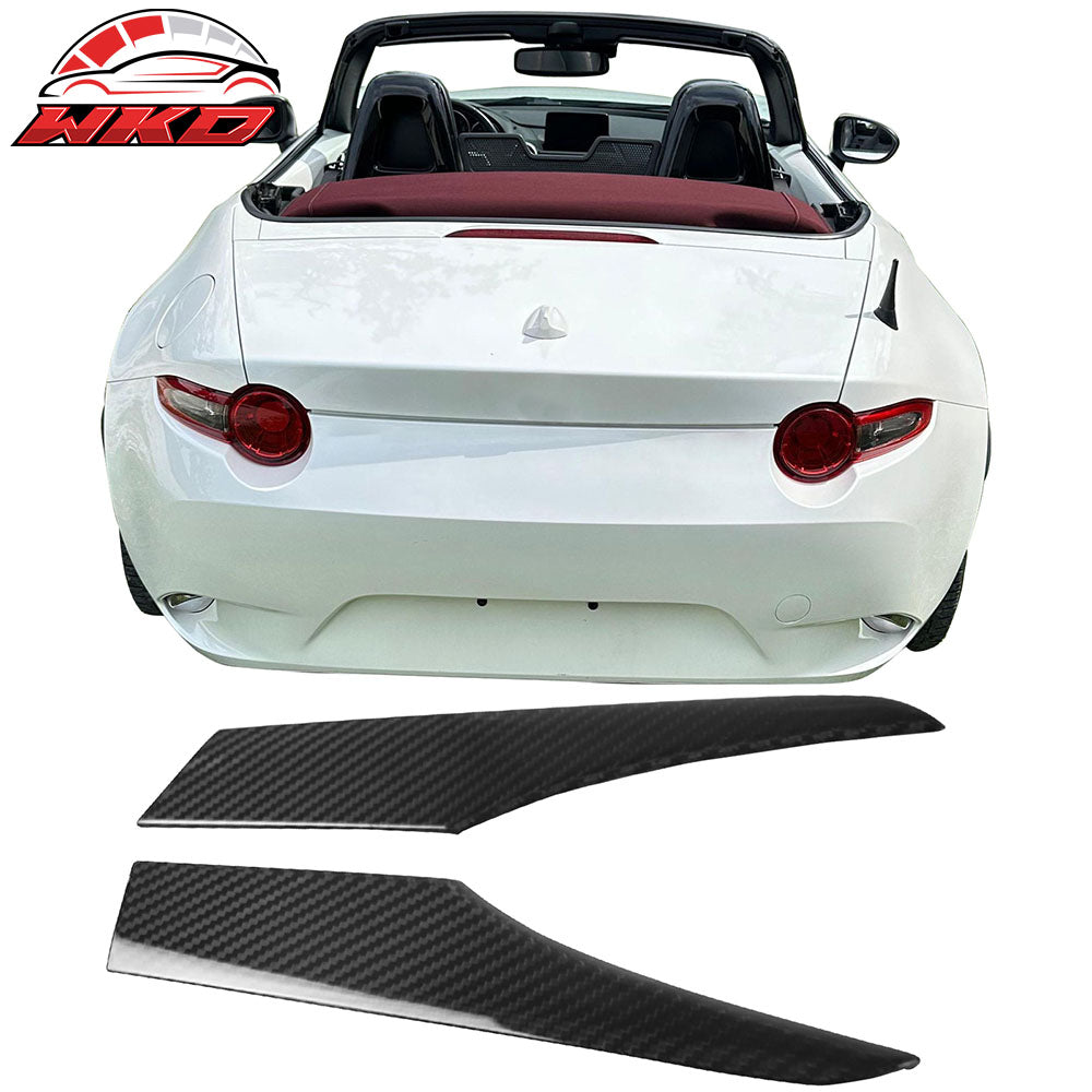 Fits 16-25 Mazda MX5 MX-5 Miata Carbon Fiber CF Car Rear Trunk Garnish Trim 2PCS