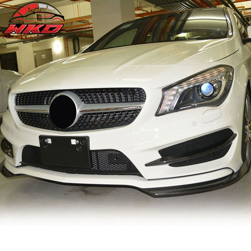 Fits 13-16 Mercedes-Benz CLA C117 PIE Front Bumper Lip Winglets CF 2PCS