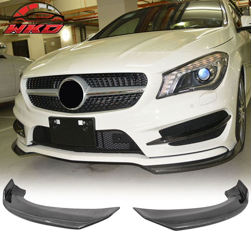 Fits 13-16 Mercedes-Benz CLA C117 PIE Front Bumper Lip Winglets CF 2PCS