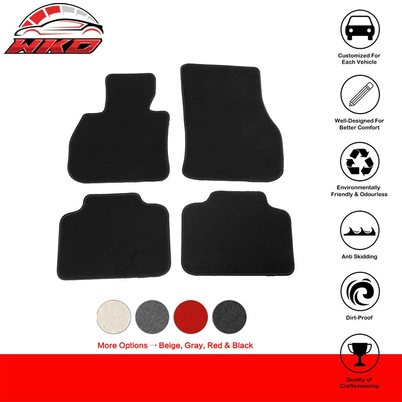 Fits 17-24 Mini Cooper Countryman Nylon Floor Mats Liner Black Front Rear Carpet