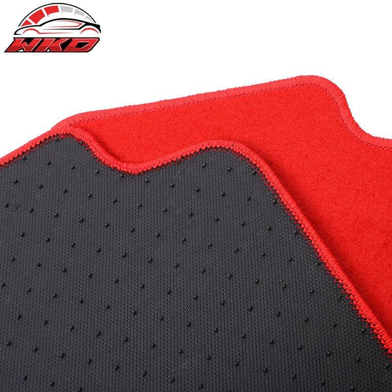 Fits 17-24 Mini Cooper Countryman Nylon Floor Mats Liner Red Front Rear Carpet