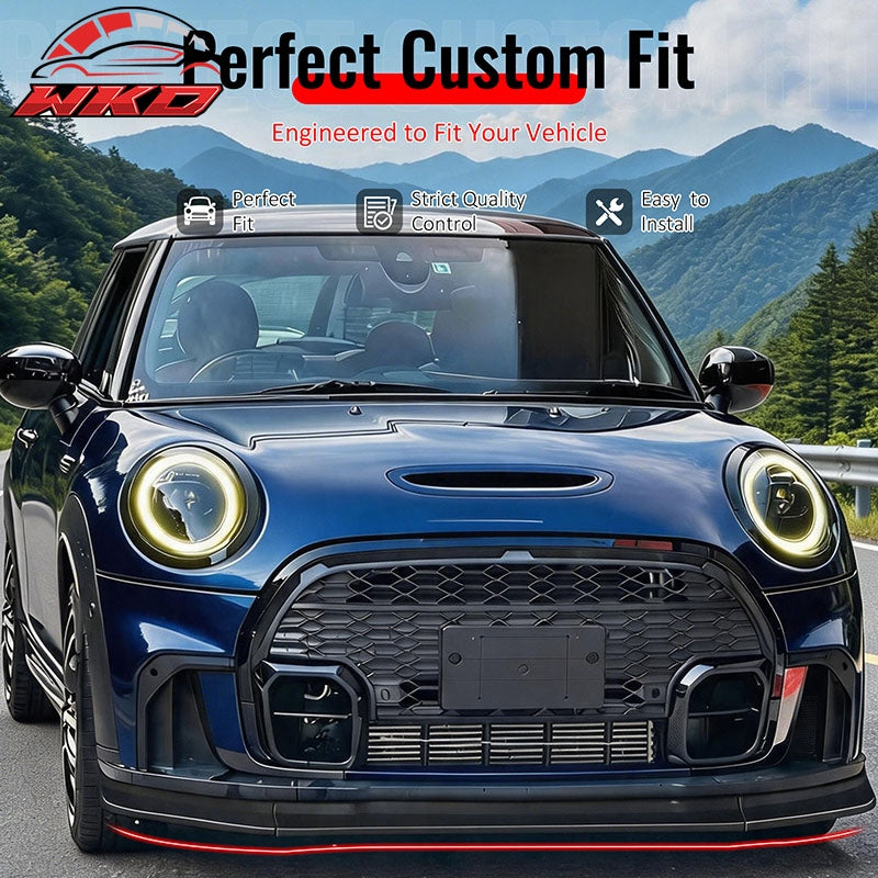 For 2022-2024 Mini Cooper F55 F56 DAG Style Front Bumper Lip Spoiler Gloss Black