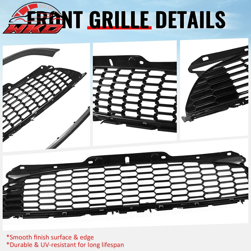 For 08-15 Mini Cooper S JCW R55 R56 R57 R58 R59 Gloss Black Front Grille w/Frame