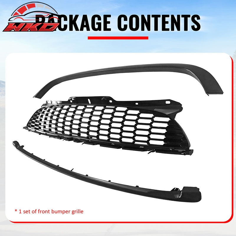 For 08-15 Mini Cooper S JCW R55 R56 R57 R58 R59 Gloss Black Front Grille w/Frame