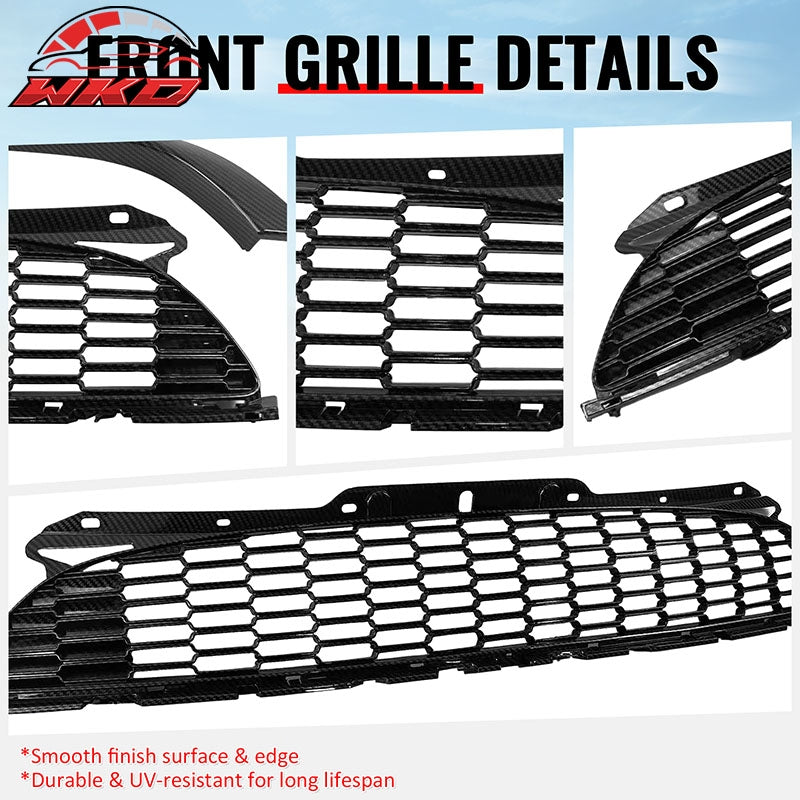 For 08-15 Mini Cooper S JCW R55-R59 Carbon Fiber Print Front Grille w/ Frame ABS
