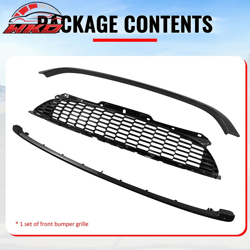For 08-15 Mini Cooper S JCW R55-R59 Carbon Fiber Print Front Grille w/ Frame ABS