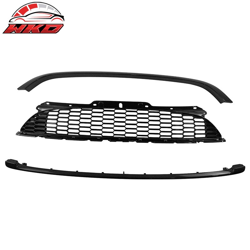 For 08-15 Mini Cooper S JCW R55-R59 Carbon Fiber Print Front Grille w/ Frame ABS