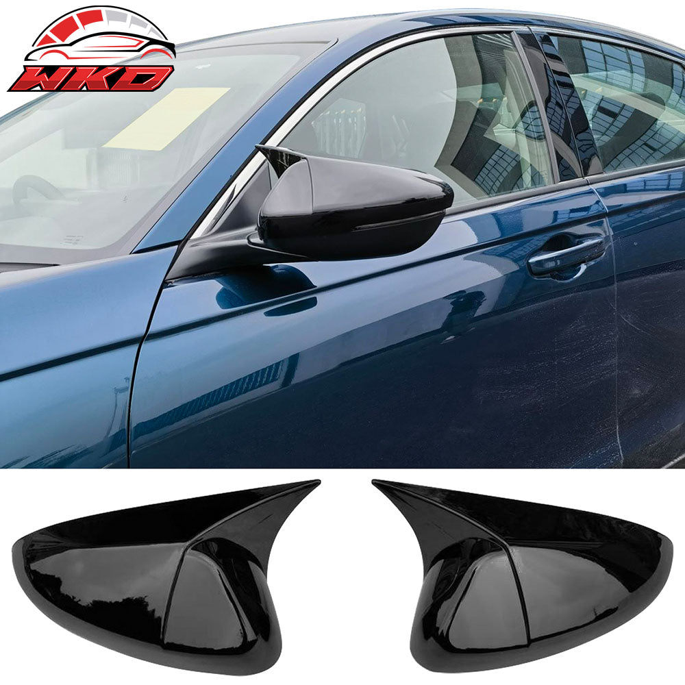 Fits 23-25 Honda Accord 11th Horn Style Side Rear View Mirror Cover Gloss Black