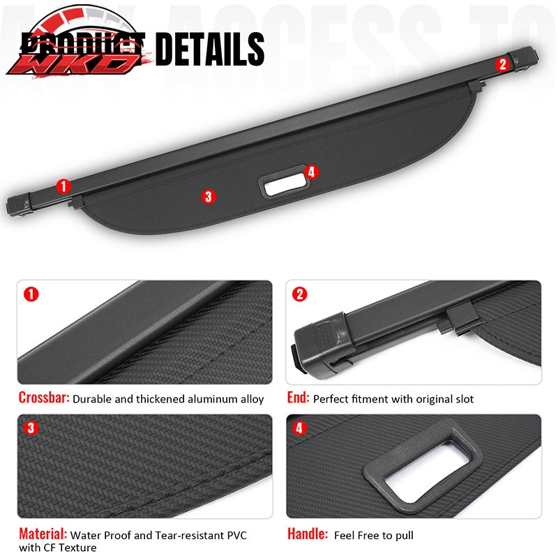 Fits 18-26 Mitsubishi Eclipse Cross Retractable Cargo Cover Carbon Fiber Texture