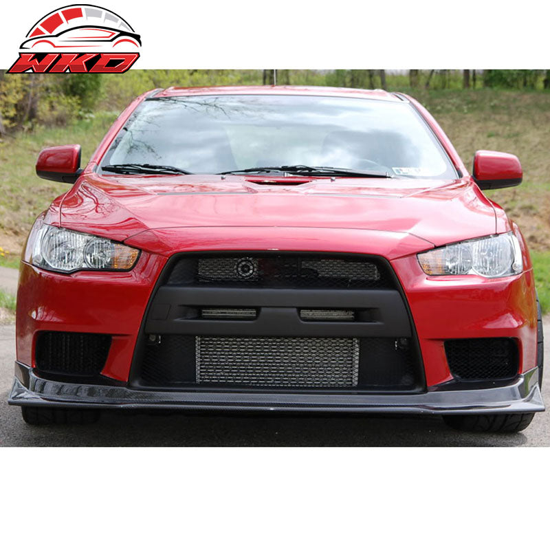 Fits 08-15 Mitsubishi Lancer EVO X 10 4DR VR Style Front Bumper Lip Carbon Fiber