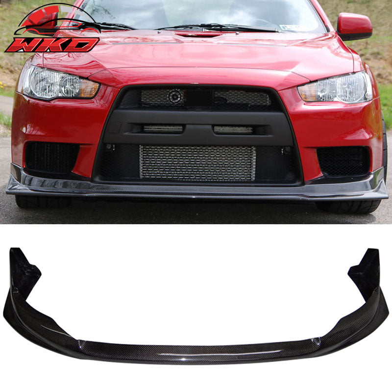 Fits 08-15 Mitsubishi Lancer EVO X 10 4DR VR Style Front Bumper Lip Carbon Fiber