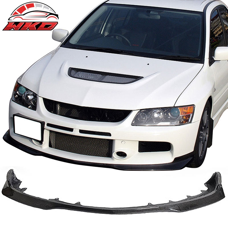 Fits 06-07 Mitsubishi Lancer EVO 9 J Style Front Bumper Lip Matte Carbon Fiber
