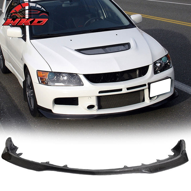 Fits 06-07 Mitsubishi Lancer Evo 9 IX J Style Front Bumper Lip - Carbon Fiber