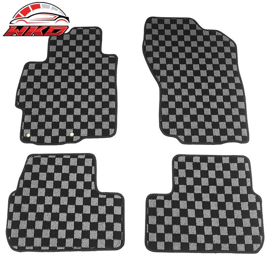 Wholesale For 08-17 Mitsubishi Lancer Floor Mat Non-Slip Carpet Checkered Black Gray Plaid - Wikond Auto