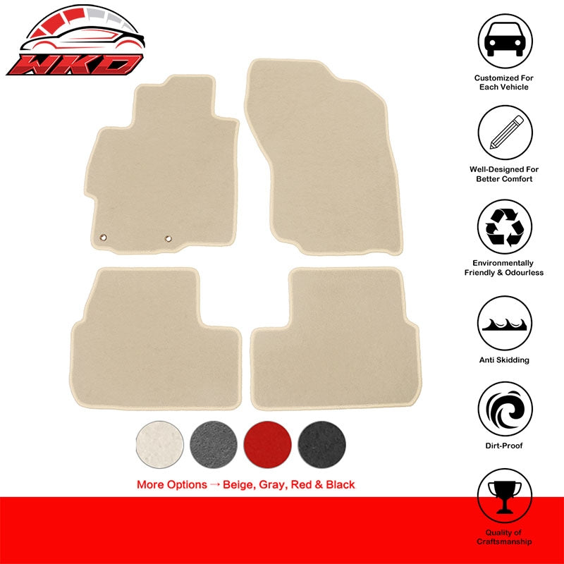 Fits 08-17 Mitsubishi Lancer 4PCS Floor Mats Liner Front Rear Nylon Beige Carpet