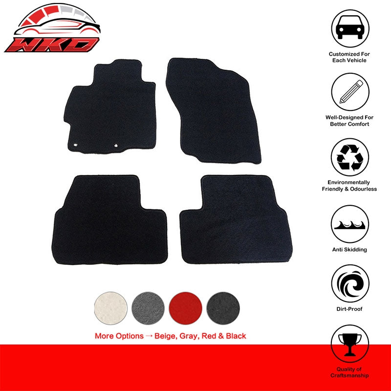 Fits 08-17 Mitsubishi Lancer Nylon Black Floor Mats Non-Slip Auto Carpets 4PC