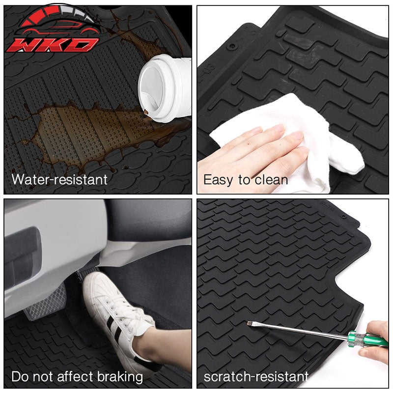 Fits 08-17 Mitsubishi Lancer Heavy Duty Black Latex Floor Mats Front Second Row