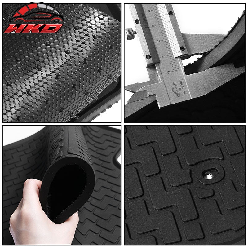 Fits 08-17 Mitsubishi Lancer Heavy Duty Black Latex Floor Mats Front Second Row