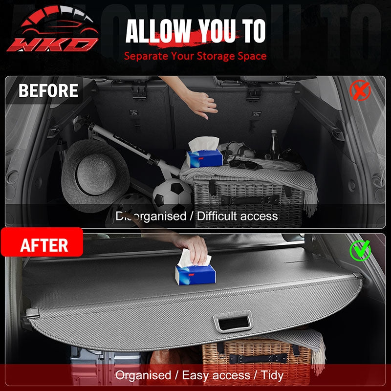 Fits 22-26 Mitsubishi Outlander & PHEV Rear Cargo Cover Carbon Fiber Texture