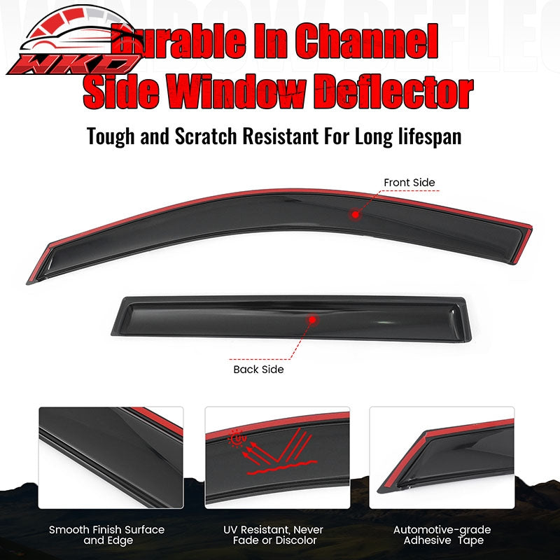 Fits 14-21 Mitsubishi Outlander Window Visors In-Channel Rain Guard Deflector