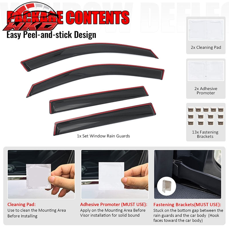 Fits 14-21 Mitsubishi Outlander Window Visors In-Channel Rain Guard Deflector