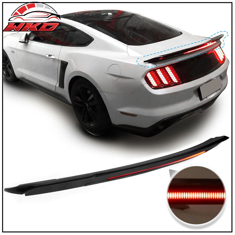 Fits 15-23 Ford Mustang 2DR Coupe Long LED Style Matte Black Trunk Spoiler - ABS