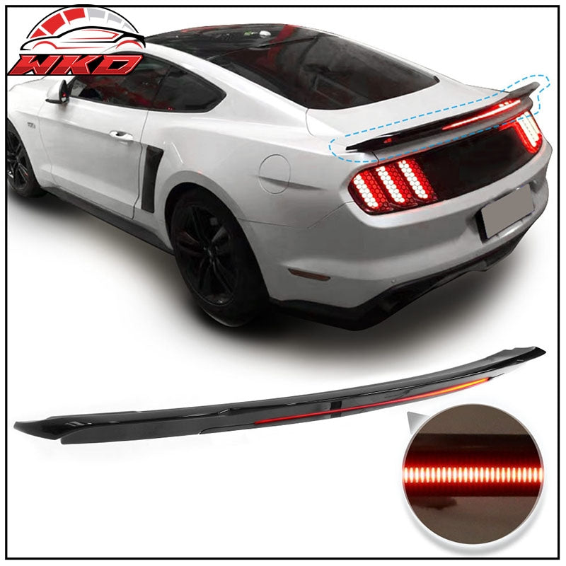 Fits 15-23 Ford Mustang 2DR Coupe Long LED Style Trunk Spoiler Gloss Black - ABS