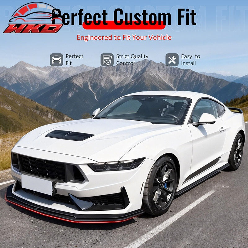 Fits 24-26 Ford Mustang S650 Performance Ikon Style Front Bumper Lip Gloss Black