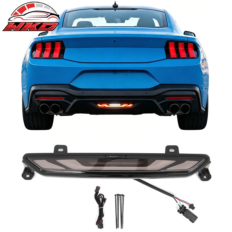 Fits 15-23 Mustang Dark Horse Rear Bumper + Diffuser + LED GT-V Light +Reflector