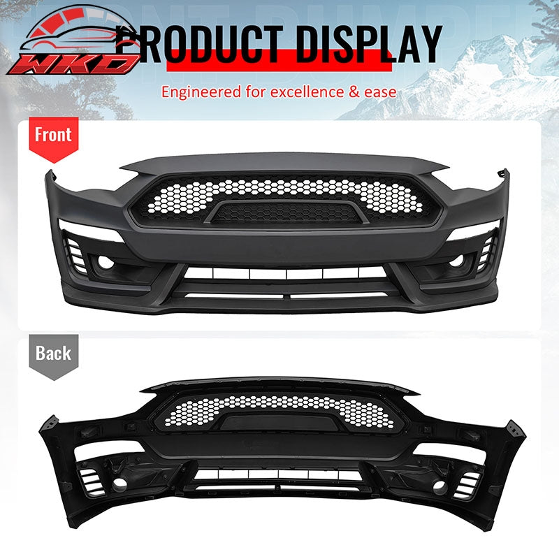 Fits 18-23 Mustang Front Bumper Cover Shelby Super Snake Style with Matte Grille