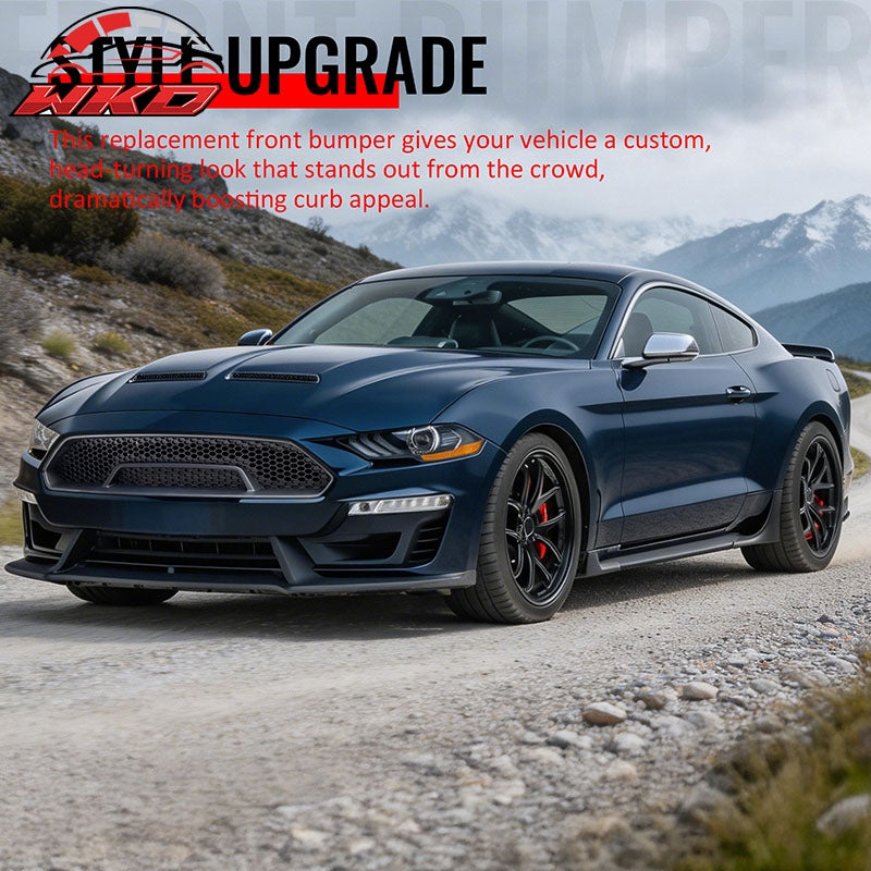Fits 18-23 Mustang Front Bumper Cover Shelby Super Snake Style with Matte Grille
