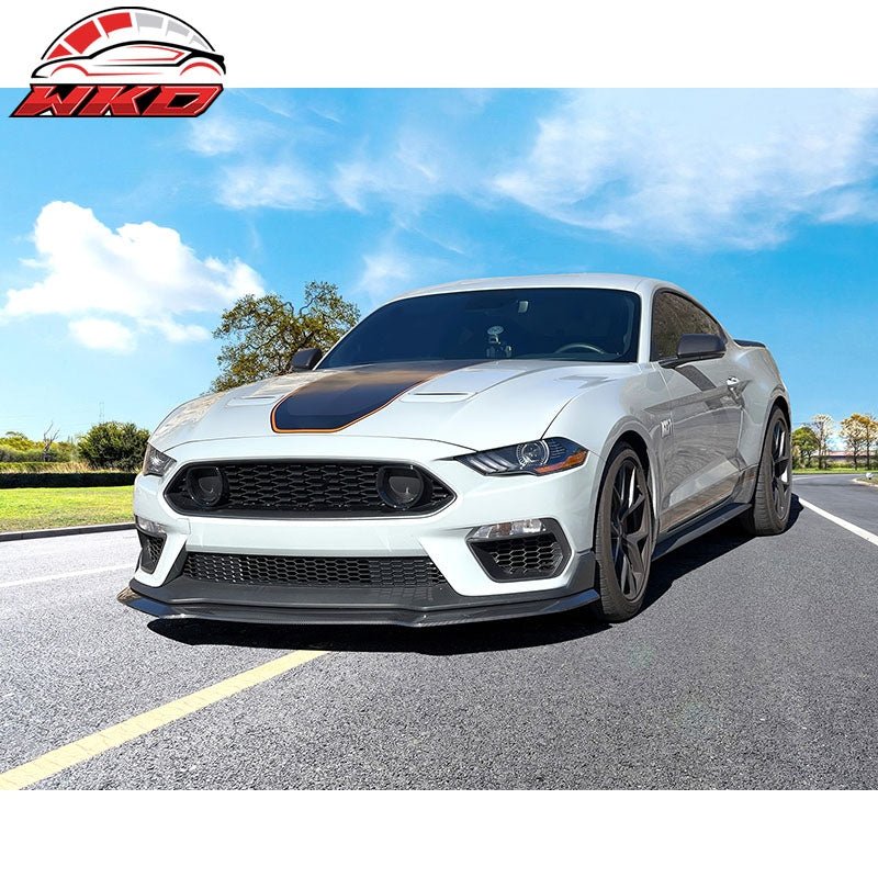 Fits 21-23 Mustang Mach 1 Handling Package Front Bumper Lip Carbon Fiber Print