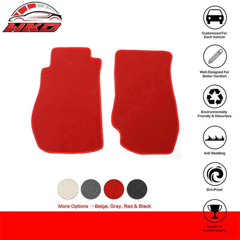 Fits 03-09 Nissan 350Z Floor Mats Liner Nylon Red Non-Slip Auto Carpets 2PC