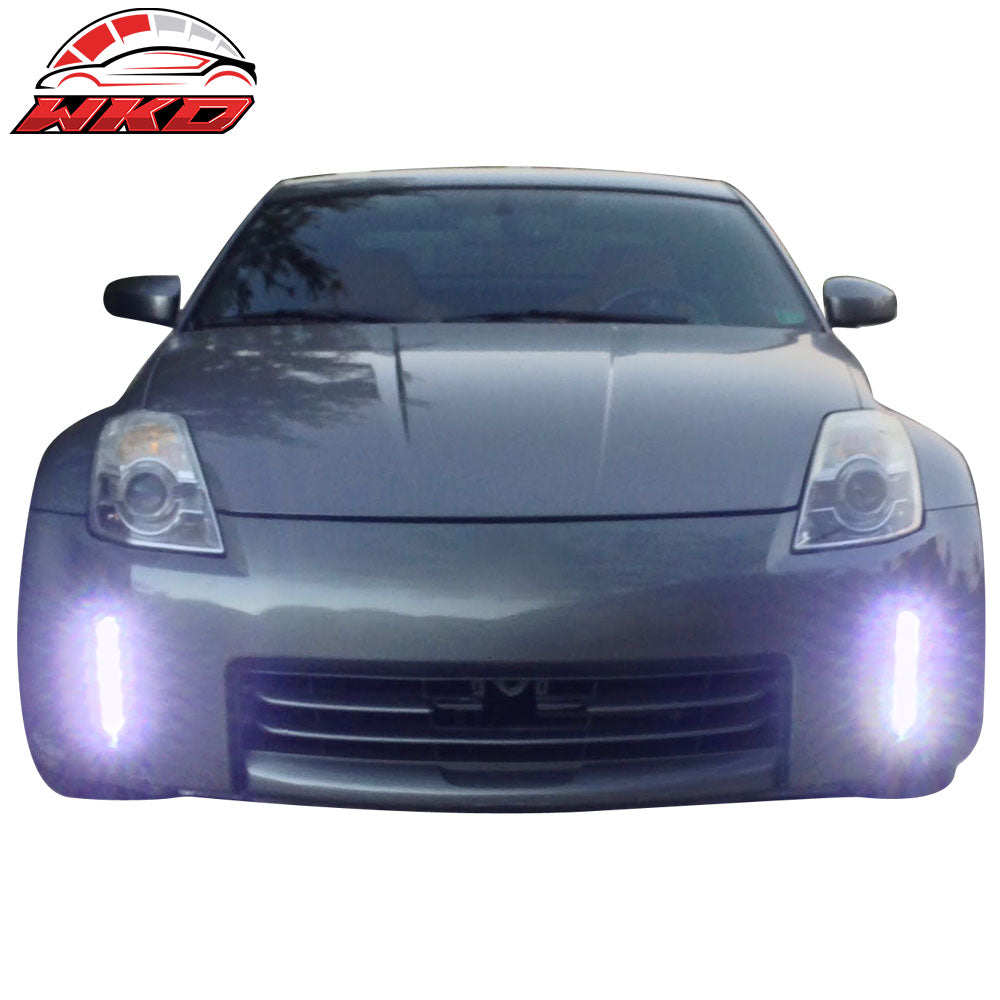 Fits 03-05 Nissan 350Z Front Bumper Clear LED DRL Reflector Lights