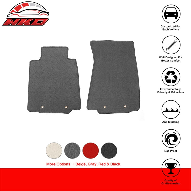 Fits 09-20 Nissan 370Z Nylon Grey Floor Mats Liner Anti-Slip Auto Carpets 2PCS