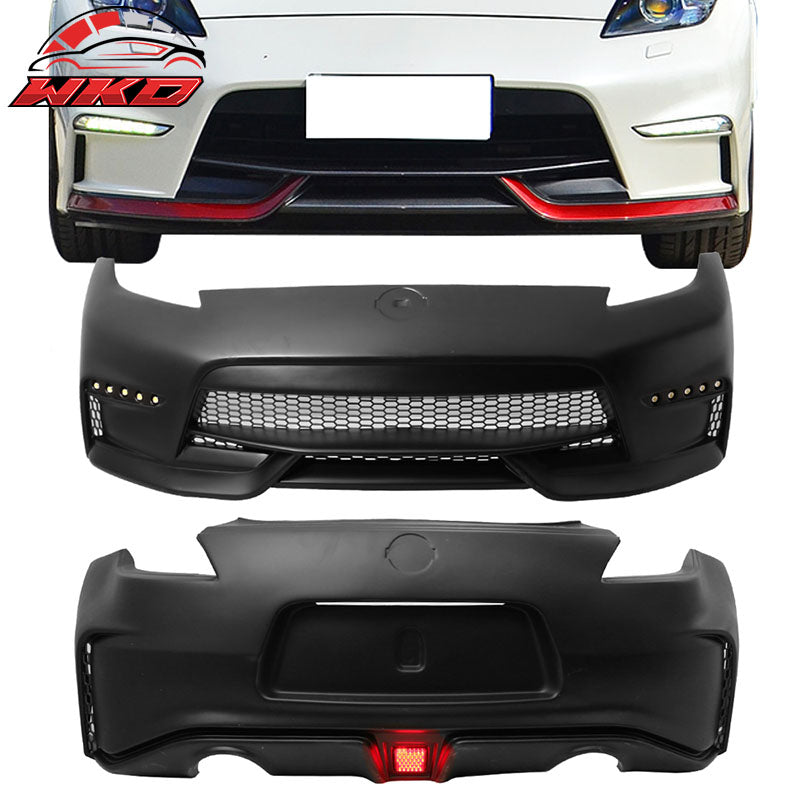 Fits 09-20 Nissan 370Z NS Style Front + Rear Bumper Cover Unpainted Black PP