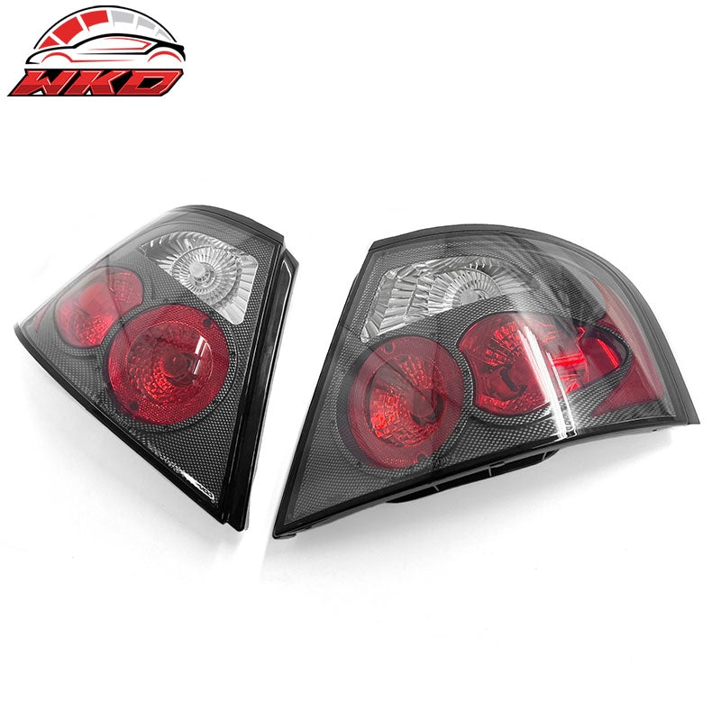 Fits 98-01 Nissan Altima Black Housing w/ Carbon Texture Clear Lens Tail Lights