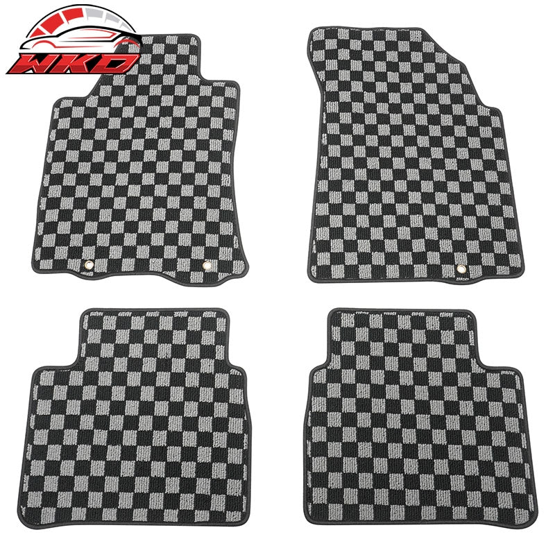 Wholesale 13-18 Nissan Altima Floor Mats Non-Slip Carpet Checkered Black Gray Plaid