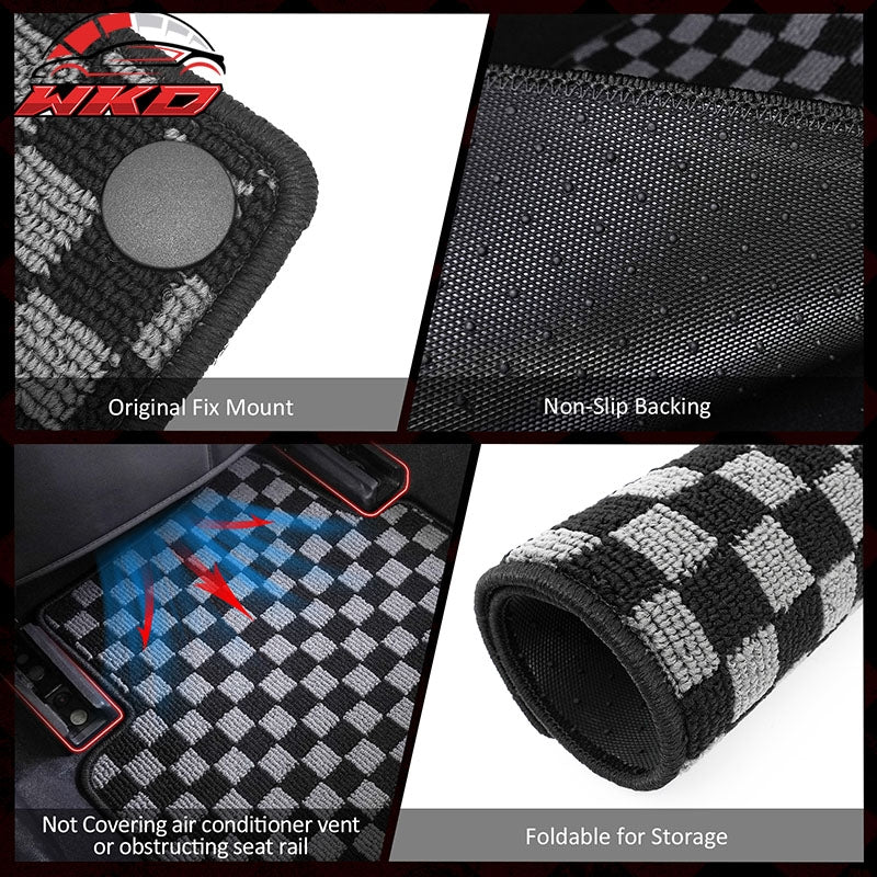 Fits 19-25 Nissan Altima Floor Mats Non-Slip Carpets Checkered Black Gray Plaid