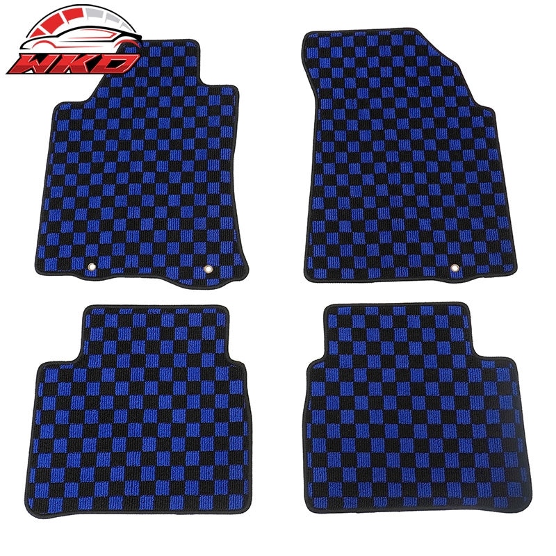 Wholesale 13-18 Nissan Altima Sedan Car Floor Mats Checkered Carpets Black Blue Plaid