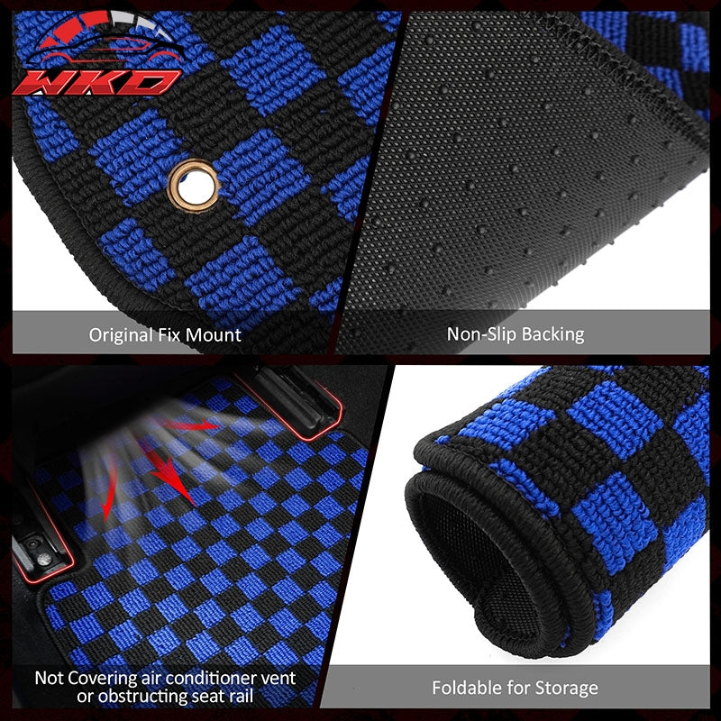 Fits 13-18 Nissan Altima Sedan Car Floor Mats Checkered Carpets Black Blue Plaid