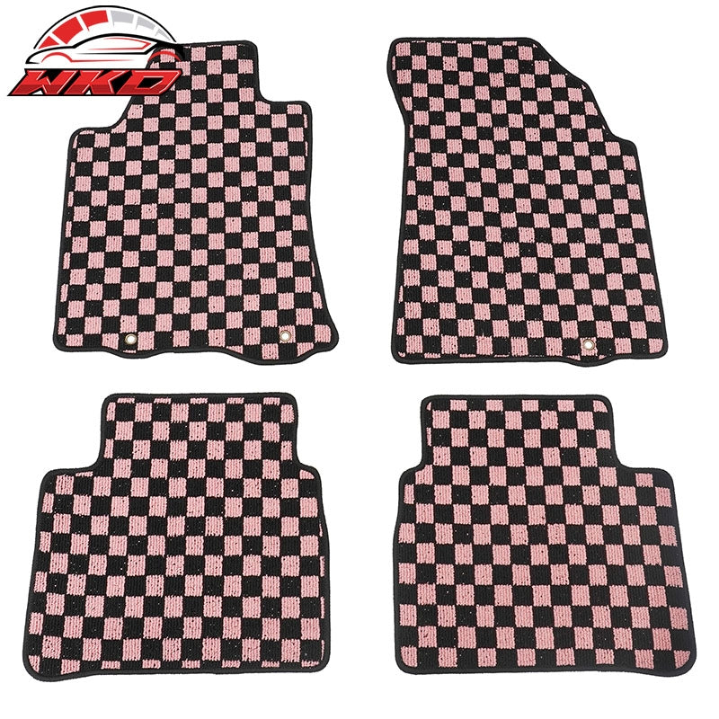 Wholesale 13-18 Nissan Altima Sedan Car Floor Mats Checkered Carpets Black Pink Plaid