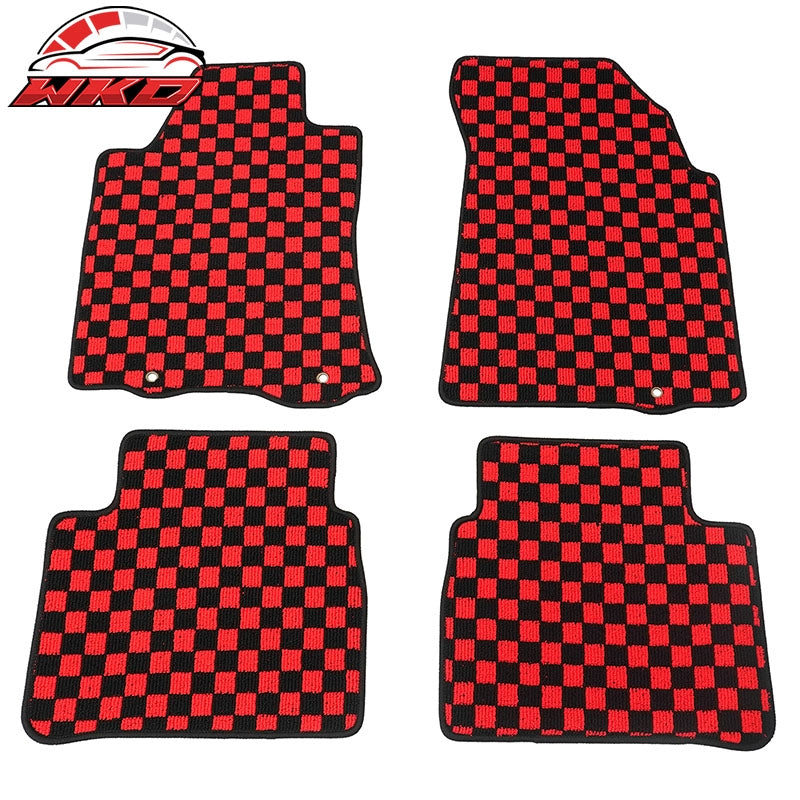 Wholesale 13-18 Nissan Altima Sedan Car Floor Mats Checkered Carpets Black Red Plaid
