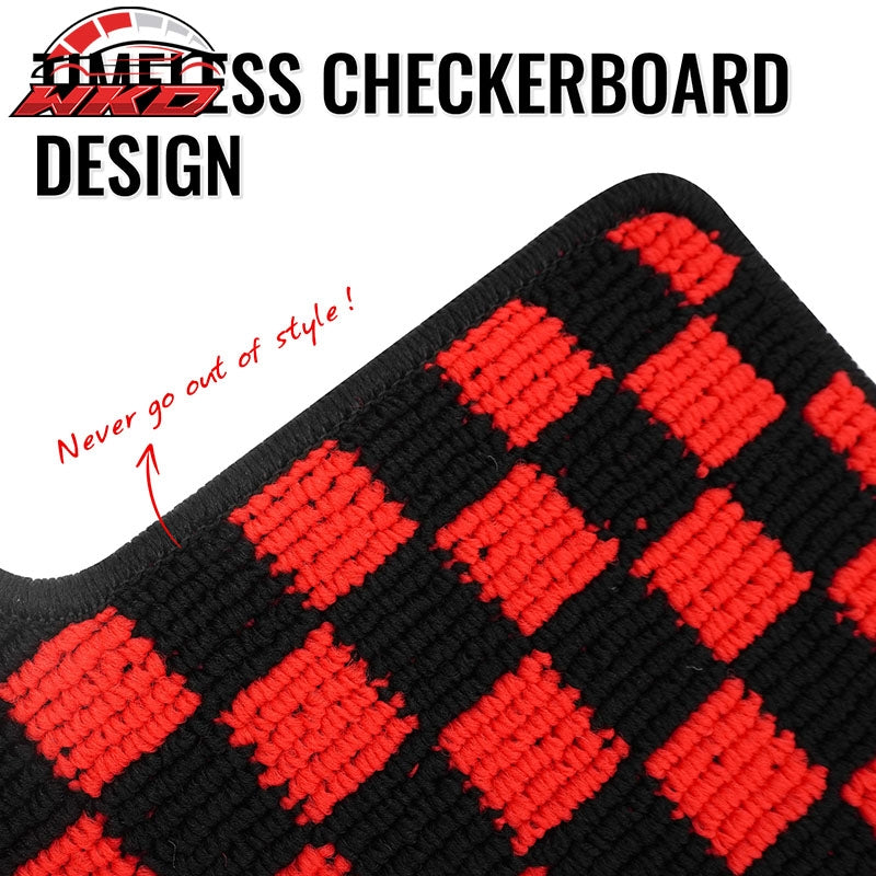 Fits 13-18 Nissan Altima Sedan Car Floor Mats Checkered Carpets Black Red Plaid