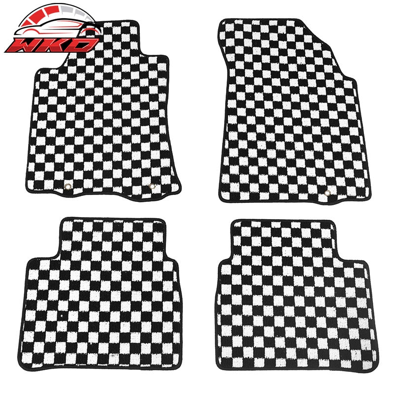 Wholesale 13-18 Nissan Altima Sedan Floor Mats Checkered Carpets Black White Plaid