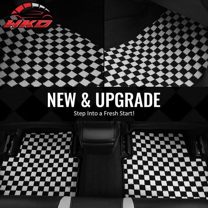 Fits 13-18 Nissan Altima Sedan Floor Mats Checkered Carpets Black White Plaid