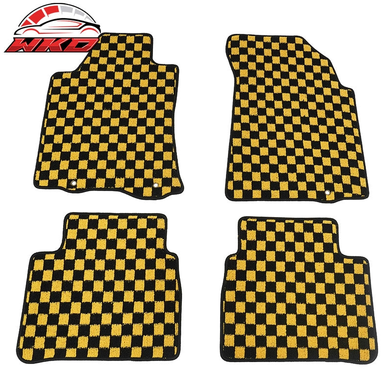 Wholesale 13-18 Nissan Altima Sedan Floor Mats Checkered Carpets Black Yellow Plaid