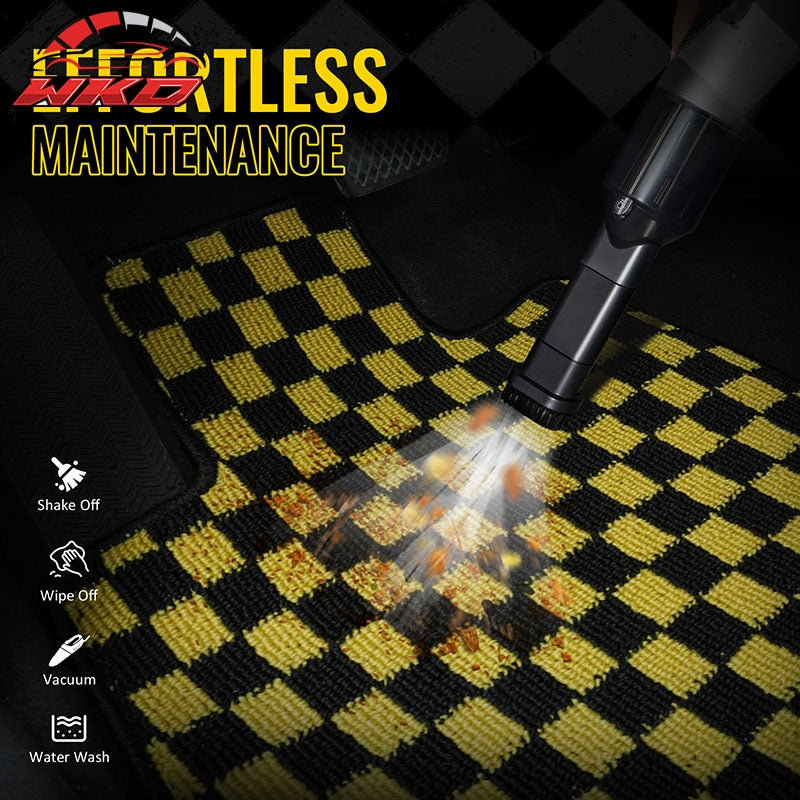Fits 13-18 Nissan Altima Sedan Floor Mats Checkered Carpets Black Yellow Plaid