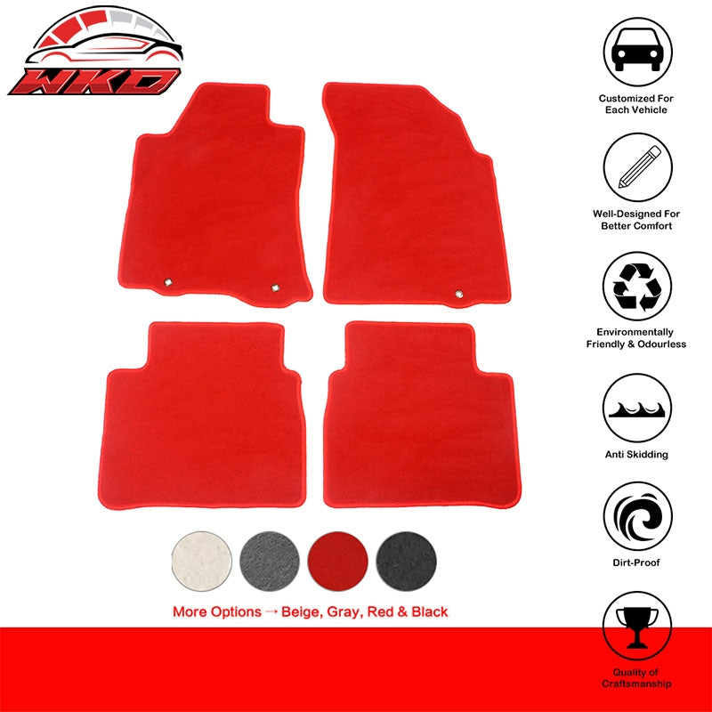 Fits 13-18 Nissan Altima Sedan Nylon Floor Mats Liner Front Rear Red Car Carpets