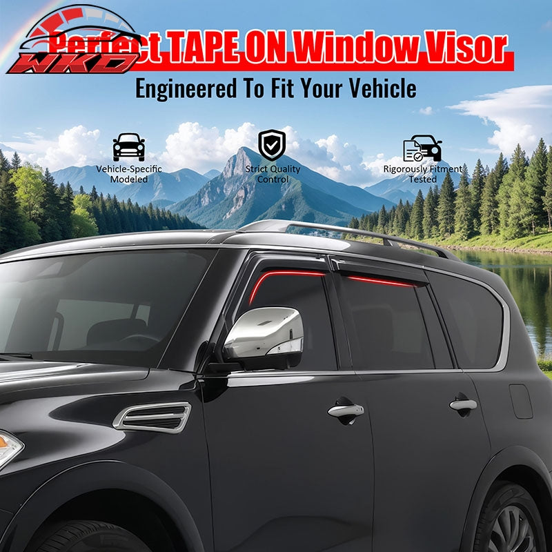 Fits 17-24 Nissan Armada Window Visors 4PCS Smoke Acrylic Rain Sun Deflectors